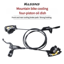 Hassns E4 Hydraulic Brakes Mtb 4 Pistons Disc Brakes For Mountain Bike Rotor 160mm Bicycle Brake Caliper Set 800/1450mm Cycling - Black - View 1