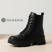 Women's Tractor-Shaped Ankle Boot, Mid-Calf, Soft, Modern - màu đen - Xem 4