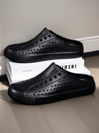 女士时尚镂空透气一脚蹬拖鞋，防滑简约轻便百搭室内/室外凉鞋