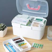 1pc Storage Box, Household & Dormitory Portable Large Capacity Container For Medicine And Supplies, Small First Aid Kit For Home Use