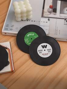 6pcs Set Vinyl Record Coasters, Vintage Classic Rock CD Non-Slip Heat-Resistant Coasters, Suitable For Room Decoration - Perfect For 6pcs Personalized Vinyl Record Coasters - Great For Cups, Mugs, Coffee Shops, Office, Kitchen, Dining Rooms, Birthday, Summer And Winter Celebrations