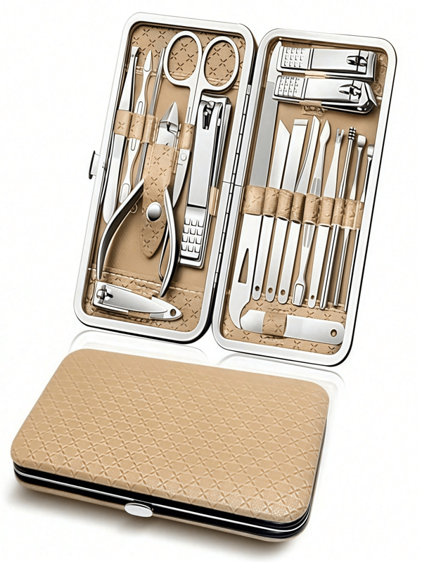 Advanced Professional Stainless Steel Nail Knife Set, 19 In 1 Nail Clipper Set, With Earwax Removal Tool And Nail File, Nail And Foot Care Skin Set, Sharp And Durable Portable Nail Clippers And Beauty Tools, Equipped With Black, Red, Rose Gold Bags, Bags, Storage, Suitcases, Nail Professional Tools For Men, Women, Friends And Parents As Gifts, For Home Or Personal Use