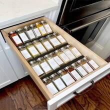 1pc Black Spice Drawer Storage Box, 4pcs Acrylic Drawer Spice Organizer Rack Tray, Suitable For Drawers/Countertops