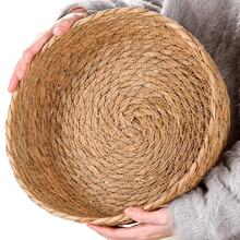 1 pieza Cesta de almacenamiento de paja tejida para frutas, aperitivos y juguetes - Cesta decorativa redonda para el hogar para el baño y la organización de la mesa, cesta de regalo - Caqui - Ver 9