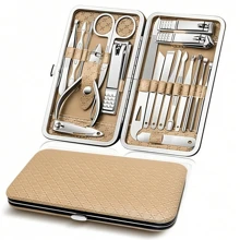 Set professionale avanzato di coltelli per unghie in acciaio inossidabile, set di 19 in 1 con tagliacuticole, rimozione del cerume e lima per unghie, set per la cura delle unghie e dei piedi, strumenti affilati e durevoli, portatili, con borse nere, rosse e oro rosa, accessori, custodie, valigette, strumenti professionali per unghie per uomini, donne, amici e genitori come regalo, per uso domestico o personale