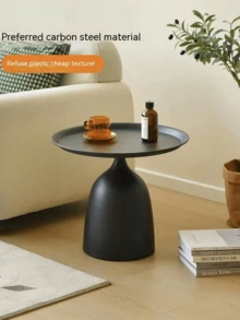 Retro Small Round Table Multifunctional Coffee Table Retro Living Room Multifunctional Sofa Side Table Corner Table Bedroom Black Bedside Table Furniture Decoration - Black - View 16