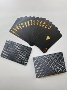 Jeu de cartes de jeu imperméable noir et doré - Jeu de poker en plastique durable pour les jeux de table