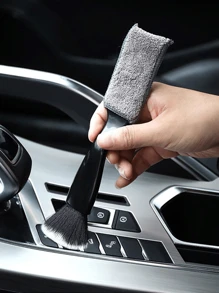 Cepillo de limpieza multifuncional para ranuras de coche, cepillo de limpieza de doble cabezal para oficina, hogar, rejillas de ventilación de coche, detalles interiores, herramienta de plumero de cerdas suaves