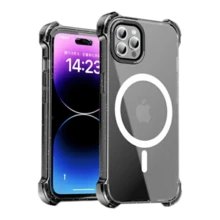 Mida Style Funda compatible con iPhone transparente tecnología magnética uso rudo brillos, carcasa premium Apple, protección avanzada y diseño moderno magnético - Negro - Ver 2