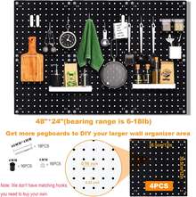 Tablero Perforado 122cm x 30.5cm,4 Paneles Metal Perforados, Organizador Pared Tablero Perforado,Tablero Perforado Grande Y Resistente para Paredes,Hogar,Garaje,Almacenamiento De Herramientas - Negro - Ver 5