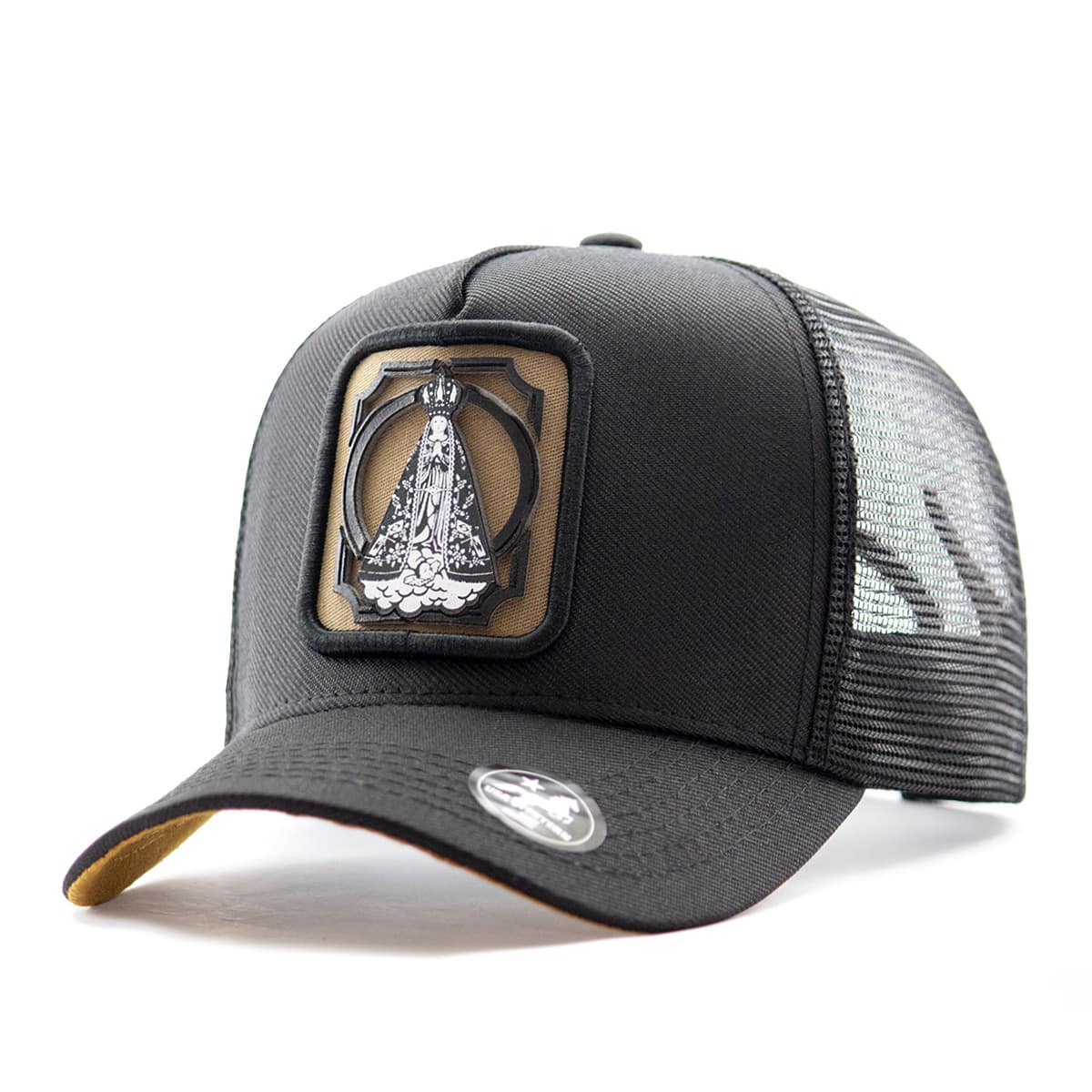 Religious Trucker Cap Our Lady Of Aparecida Rodeo Horseback Riding - 黑色 - 查看 1