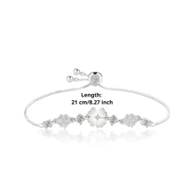 1 pièce Bracelet en argent sterling 925 à faible allergénique de conception minimaliste avec trèfle. Bracelet élastique polyvalent avec pierre d'œil de chat, charme floral. Convient comme cadeau pour la Saint-Valentin, la Fête des Mères. Livré avec une boîte-cadeau anti-rouille.