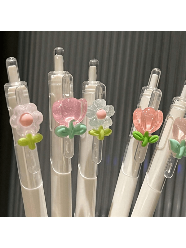 5/3/1 pezzi, penne neutre a fiori casuali e carini, rapida asciugatura, penne gel, penne a sfera, penna a scatto con fiori carini, perfette per studenti e ragazze, regalo di apertura stagionale per bambini, amici, migliori amici, forniture scolastiche, ritorno a scuola