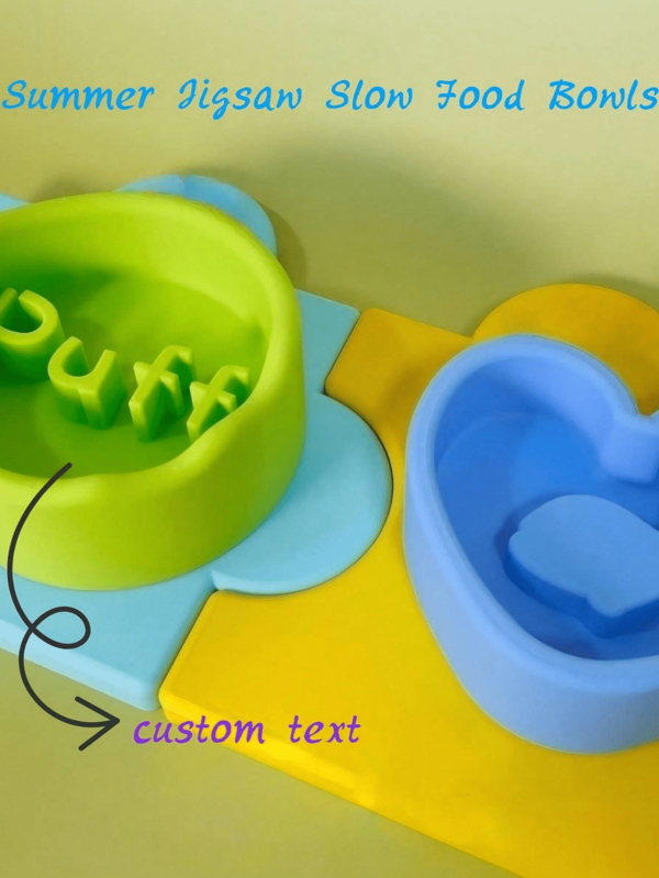 Customizable Name Color Puzzle Slow Feeding Bowl - PLA Material Pet Feeding Bowl, Anti-Gluttony Design, Suitable For Cats And Dogs