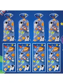 50个宇航员礼品包装袋，塑料和玻璃纸质礼品袋，科幻太空风格宇航员主题设计，带火箭星球宇航员装饰，适用于婚礼、生日派对用品、结婚礼物、礼品分发包装袋，便宜的东西