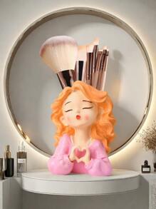 创意桌面可爱化妆刷收纳架花盆花瓶艺术化妆刷浴室收纳架客厅卧室现代家居装饰中心摆件母亲节礼物毕业礼物结婚摆件 - 彩色 - 查看 12