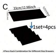 1pc Black Spice Drawer Storage Box, 4pcs Acrylic Drawer Spice Organizer Rack Tray, Suitable For Drawers/Countertops