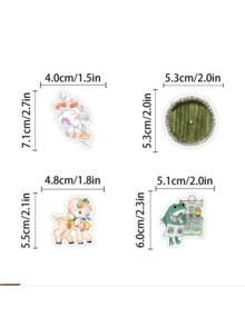 100 unidades Pegatinas impermeables de cuentos de hadas acuarela lindos en estilo de garabato - Multicolor - Ver 5