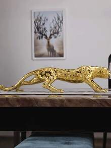 Escultura de leopardo de lujo en oro/plata, estatua moderna de pantera para decoración del hogar, figura elegante de guepardo, decoración artística de animal para sala de estar, oficina, estanterías y mesa, perfecta para decoración de boda, regalo definitivo para Navidad, San Valentín, Día de la Madre, Día del Padre, Pascua y Halloween - Multicolor - Ver 12