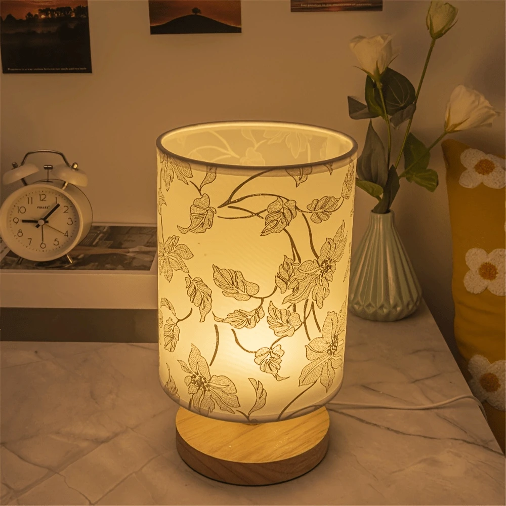 1pc Modern Creative Cylindrical Fabric Lamp With Switch Button, Warm Light, USB Powered, Suitable For Bedroom, Office, Bedside Table, Bookshelf, Living Room Home Decor Lighting - Warm Light - View 1