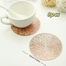 8pcs PVC Cup Coasters, For Kitchen Tables, Indoor/Outdoor, Washable, Heat Resistant, Wipe Clean, Suitable For Camping, Holiday, Wedding, Party