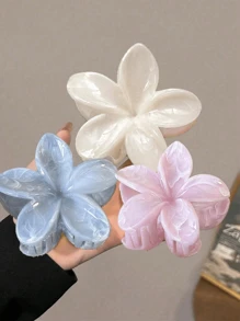 4pcs/1pc Ladies 7.8cm/3.07in Pink Blue Green Red Gradient Color Large Flower-Shaped Hair Clip Fashionable, Versatile, High-End And Elegant Temperament Simple Minimalist Hair Claw Hair Accessories Suitable For Daily Leisure Party Commuting Vacation Hair Wash Face Bath Makeup Match Clothes Use Accessories Headgear Accessories, Beach Accessories, Claw Clip