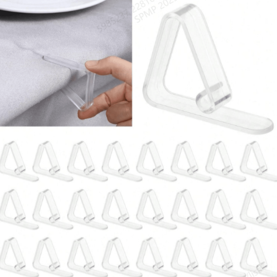 6/12/24/30/36 pièces Clips de nappe transparents, pinces de table en plastique antidérapantes, supports de coins de table pour la maison et la salle à manger, fixateurs de prise de tissu transparent, accessoires de camping pour la famille, fournitures de restaurant en plein air