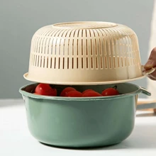 1 Pc Nordic Style 2-Layer Drain Basket, Portable Plastic Perforated Vegetable Washer/Rice Rinser Basket, Multi-Purpose Kitchen Drainer,Kitchen Items For Ultimate Kitchen Efficiency With Cozy Fall& Winter Styles