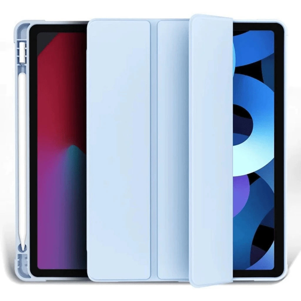 Silicone Case With Pen Slot Compatible For IPad Air 4 5 6 A16 13 Pro 10.2 10.5 10.9 Inch 7 8 9 11 M2 M3 M4 10th Generation - Màu xanh nhạt - Xem 1