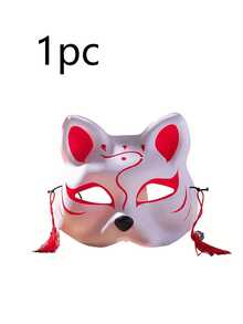 3pcs Cosplay Cat Mask, Hand Painted Half Fox & Japanese Style Anime Half Face Cover,Fox Mask Valentine's Day Animal Costume Party Accessories, Cute Kabuki Cosplay Half Face Masquerade Theater Mask Japanese Style,Halloween, Christmas