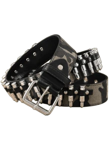 1pc Punk Rock Rivet Belt - Black Leather With Pyramid Studs & Leopard Print Bullet Head Buckle, Street Style Accessory For Daily & Holiday Outfits Summer, School Casual, Business, Boyfriend Husband Father Dad Men Gift, Daily Wear, Fashion, Teen, Outdoor, Vacation, Athletic, Travel, Street, Boho, Vintage Fall, Autumn, Halloween Autumn-Winter Accessories,Suitable For Teens, Youth,Men,Casual, Outdoor, Athletic, Vacation, Graduation Gifts, Birthday, Daily Wear