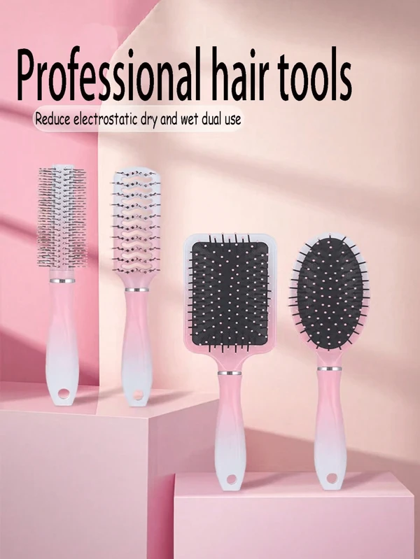 Set de 4 peines con cojín de aire cuadrados + 1 peine con cojín de aire redondo + 1 peine rizado, 1 peine para el cabello, peine para peinar, peine para cortar el cabello, peine para rizar el cabello, peine con cojín de aire, peine con puntas, cepillo de masaje, cepillo desenredante para secado y alisado, cepillo con almohadilla ovalada, adecuado para cabello grueso/rizado/fino/largo/corto, seco o húmedo, adecuado para hombres y mujeres, cepillo de pelo de plástico con cojín de aire y masaje, cuidado práctico del cabello, dispositivo de masaje del cabelludo para rizos en casa