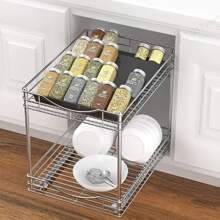 1pc Black Spice Drawer Storage Box, 4pcs Acrylic Drawer Spice Organizer Rack Tray, Suitable For Drawers/Countertops