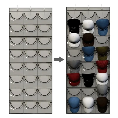 Hat Storage Holder Organizer 24 Clear Pockets Protect Hat Rack Door Hanging Holder Hanger Storage Rack For Baseball Caps Bedroom.