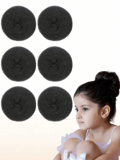 6pcs/Set Donut Hair Braid Maker Kit, Suitable For Kids; Ballet Bun Maker, Suitable For Kids; Sock Bun Maker; Donut Bun Maker; Easy Hair Braid Maker; 6cm Diameter