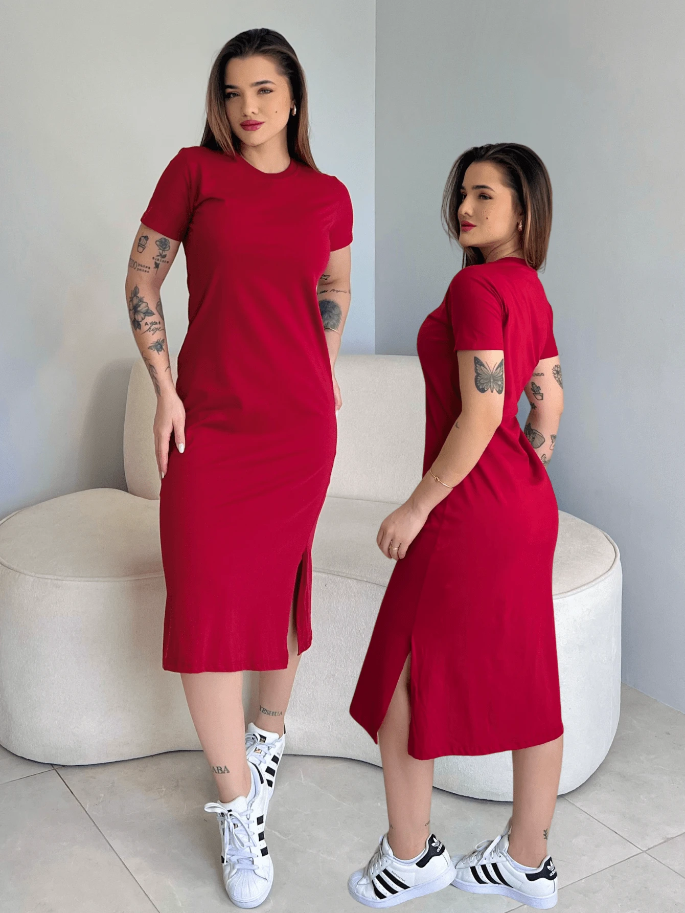Vestido Midi Feminino Estilosa Casual Algodão Premium Confortável