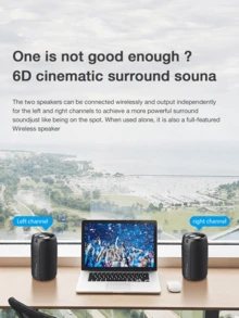 ZEALOT行動無線喇叭，防水喇叭IPX5，10W 迷你無線喇叭5.2，S32高達12小時播放時間，1800mAh電池，立體聲雙聲道，支援 麥克風/TF卡/USB/AUX, 適用於家庭/戶外, 兼容iOS和Andriod - 黑色 - 查看 8