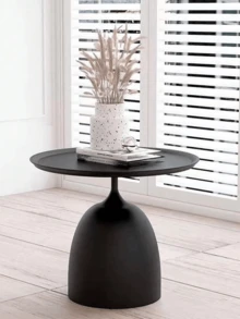 Retro Small Round Table Multifunctional Coffee Table Retro Living Room Multifunctional Sofa Side Table Corner Table Bedroom Black Bedside Table Furniture Decoration - Black - View 13