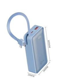 Power Bank Portable Charger 10000mAh Power Bank With Type C, IOS Data Cable, Fast Charging - Màu xanh lam - Xem 3