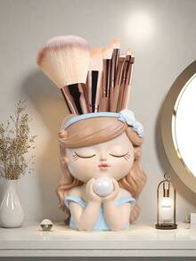 创意桌面可爱化妆刷收纳架花盆花瓶艺术化妆刷浴室收纳架客厅卧室现代家居装饰中心摆件母亲节礼物毕业礼物结婚摆件 - 彩色 - 查看 8