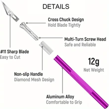 Precision Craft Knife Set With Safety Cap - Sharp Exacto Blades, Ergonomic Textured Grips And Multi-Colored Handles, Ideal For Art, Scrapbooking, Pumpkin Carving, DIY Crafts, Scrapbook Essential Tools, Template Cutter, Manual Retractable Knife, Smooth Metal Edge, Durable Metal Blade, Textured Grip, Professional Grade Tools, Sturdy Construction, For Artists And Craftsmen