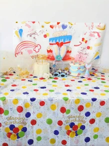 1pc Disposable Colorful Polka Dot Balloon Plastic Table Cover, Durable, Suitable For Rectangular Tables, Birthday Party, Celebration, Party Dining Table Decor | Holiday Tablecloth | Decorative Design, Dining Table Decor, All Seasons
