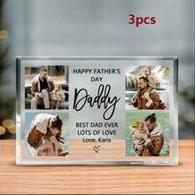 1pc Customized Acrylic Photo Frame, Personalized Dad Name Plate, Can Hold Photos, Father's Day Gift, Dad's Birthday Gift, Dad's Exclusive Customized Photo Plaque, Acrylic Desktop Decor, Kids' Gift For Dad, Dad's Office Decoration, Housewarming Living Room Decor, Home Gift. Multi-Functional, Decorative, Reusable, Exquisite & Fashionable, High Quality, Vibrant Colors, Modern Minimalist, Customizable, Personalized, Unique, Ideal Gift For Him