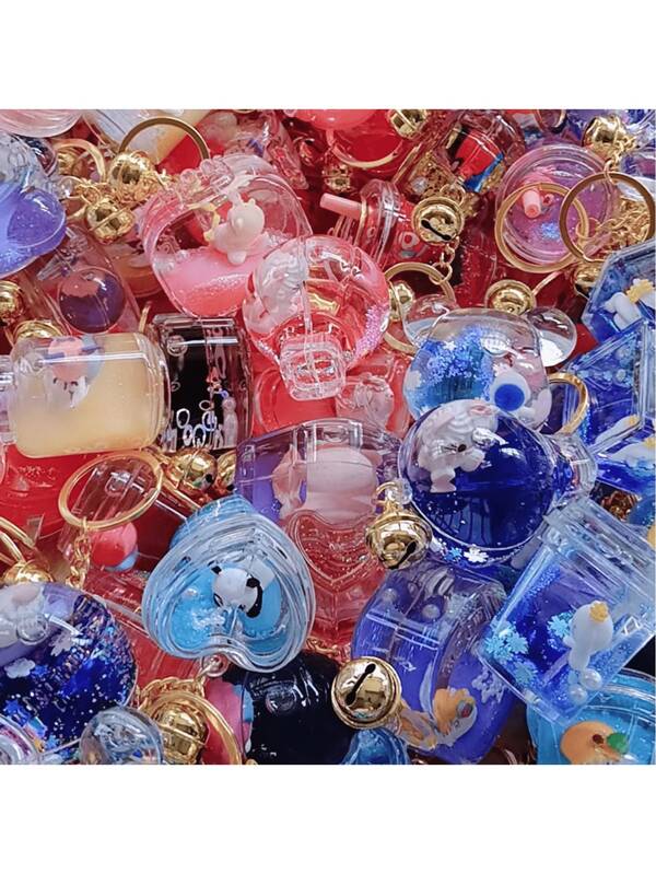 Acrylic Random Mixed Cartoon Animal Decorative Liquid Floating Glitter Pendant