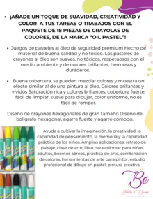 Set de 18 oil pastel arte caja de colores suaves e intensos resistentes y fáciles de mezclar ideales para arte creativo y escolar. - Multicolor - Ver 2