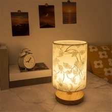 1pc Modern Creative Cylindrical Fabric Lamp With Switch Button, Warm Light, USB Powered, Suitable For Bedroom, Office, Bedside Table, Bookshelf, Living Room Home Decor Lighting - Warm Light - View 2