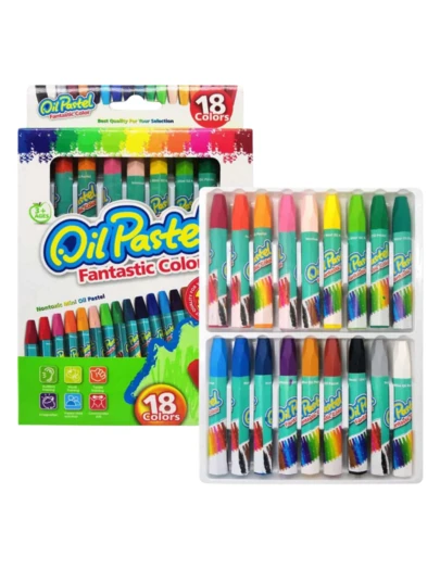 Set de 18 oil pastel arte caja de colores suaves e intensos resistentes y fáciles de mezclar ideales para arte creativo y escolar.