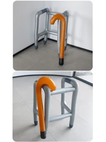 2pcs Inflatable Walking Assistance Device And Cane Set, Made Of PVC Material, Battery-Free, Realistic Props Suitable For Halloween, Christmas, Disability Stage Accessories, Inflatable Party Props