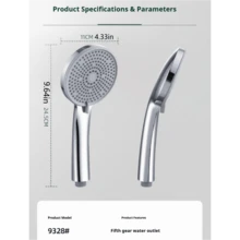 Multi-Function Shower Handheld Sprayer, Large Panel Showerhead With Liquid Silicone Holes, Suitable For Hot Water Heater