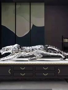 Escultura de leopardo de lujo en oro/plata, estatua moderna de pantera para decoración del hogar, figura elegante de guepardo, decoración artística de animal para sala de estar, oficina, estanterías y mesa, perfecta para decoración de boda, regalo definitivo para Navidad, San Valentín, Día de la Madre, Día del Padre, Pascua y Halloween - Multicolor - Ver 11